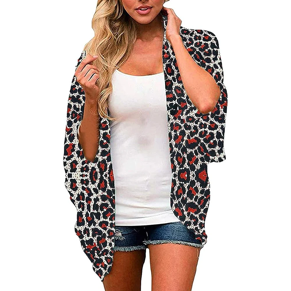 

Women's Beach Coverup Summer Lightweight Kimono Cardigans Casual Chiffon Shirt Sleeve Loose Flowy Bathing Suit Cover Ups