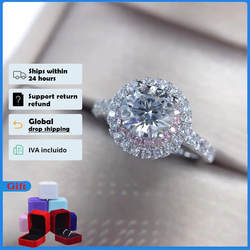 HOYON 18K White Gold Golor AAA Moissanite Zircon Ring for Women Wedding Jewelry 925 Silver Color Customize Ring Name Gift Free wedding rings moissanite ring