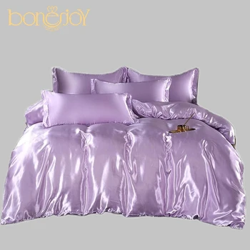 Bonenjoy 여름 침대 커버, 퀸, 킹 사이즈, 이불 커버, 새틴 파르르 드 라이트, 2 인용 더블 침구, 베갯잇 없음, 1 개