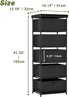 5-Drawer Fabric Dresser & TV Stand - Solid Wood & Sturdy Metal Frame - Compact Storage Cabinet for Bedroom, Dorm or Entryway 2