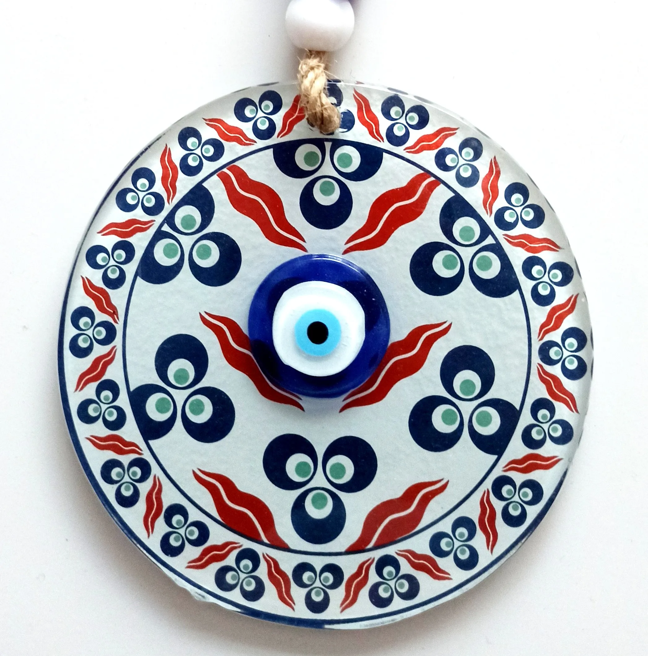 

Three Drop Patterned Evil Eye Beads Fusion Glass Wall Ornament