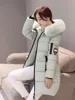Women Winter Fur Collar Hooded Parka Fashion Letter Patch Zipper Pockets Design Long Jacket Elegant Slim Warm Thick Female Coats 4