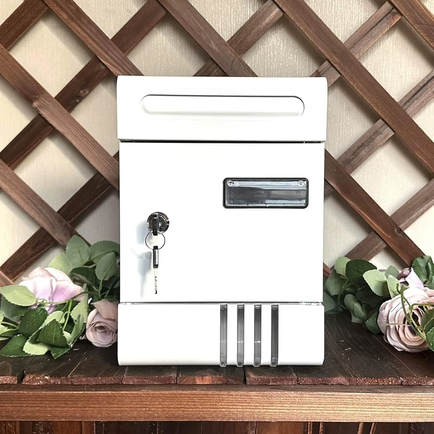 Wall Mount Mailbox Metal Delivery Box Lockable Commercial Windproof with 2 Keys Outdoor Postbox Letterbox for Gate Home