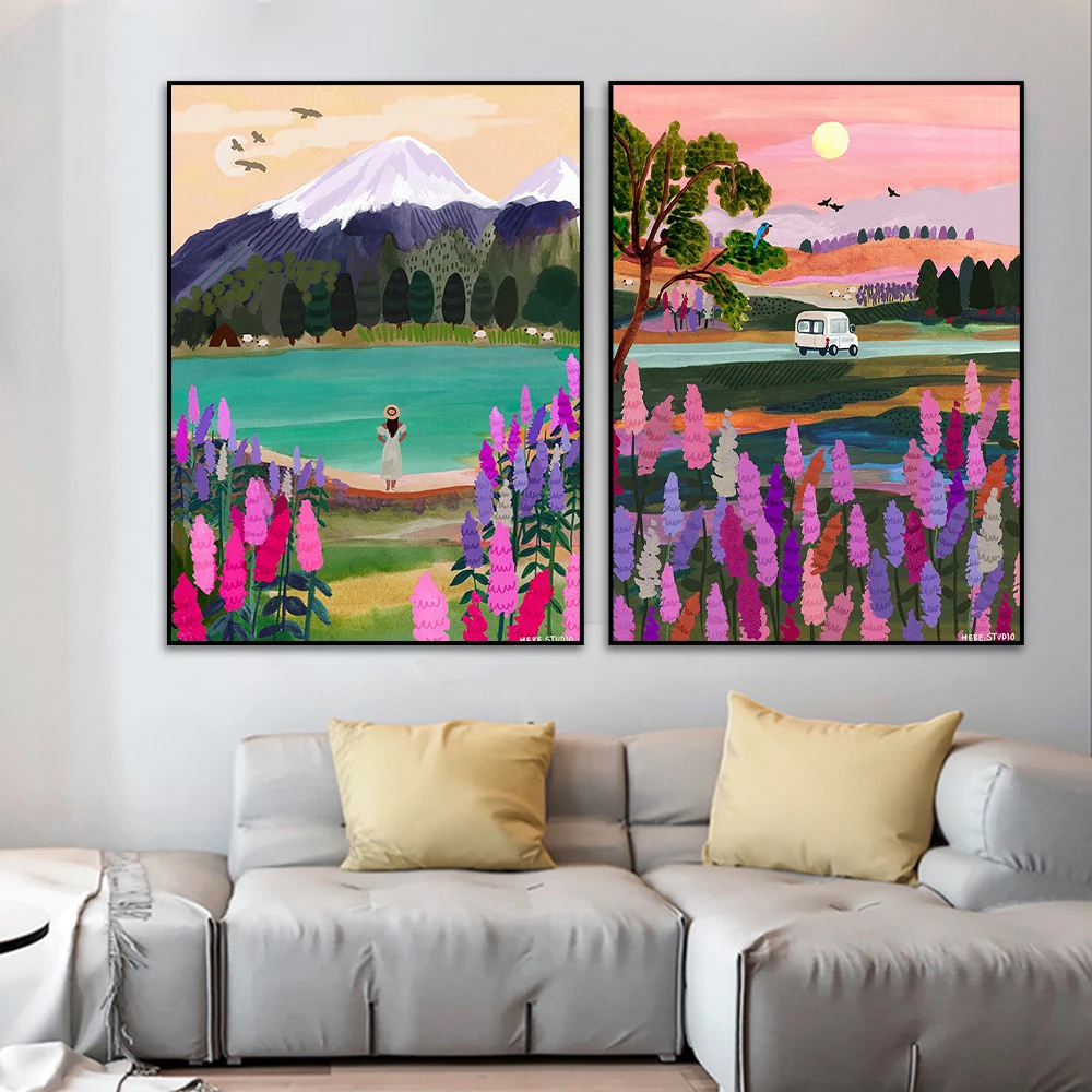

New Zealand Landscape Poster NZ Blue Pools Lake Tekapo Travel Mountain Canvas Painting Wall Art Pictures For Home Decoration