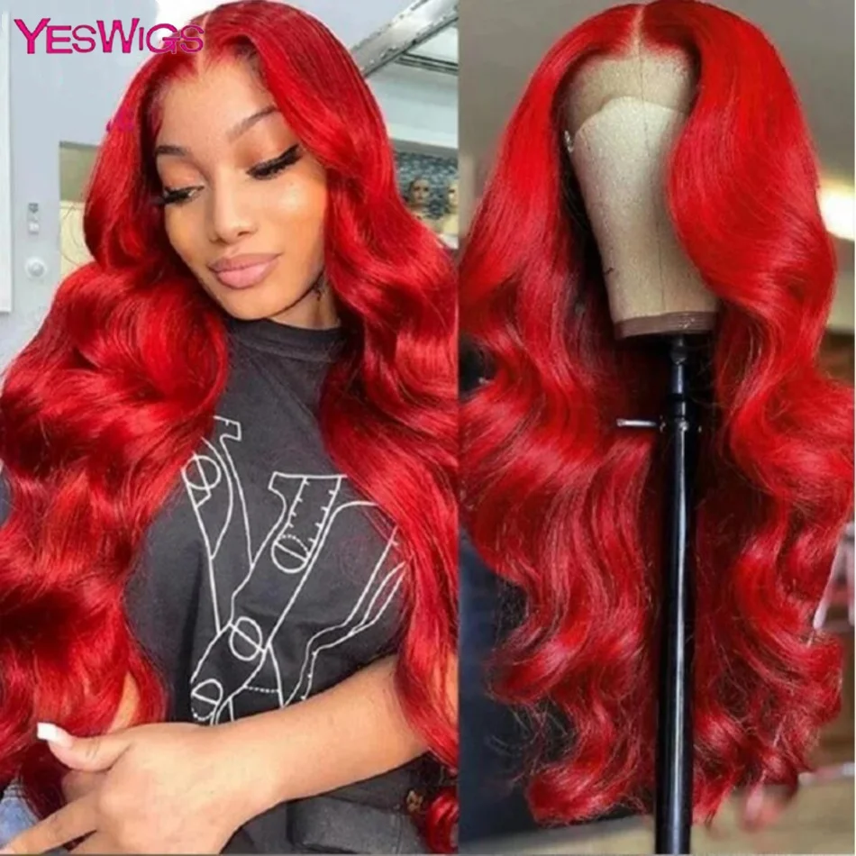 Lace Front Wig Human Hair Wigs Human Hair Wig Front Lace Wig Burgundy 99J Red 13x6 Hd Lace Frontal Wig Body Wave Brazilian 30 34 Inch Pre Plucked