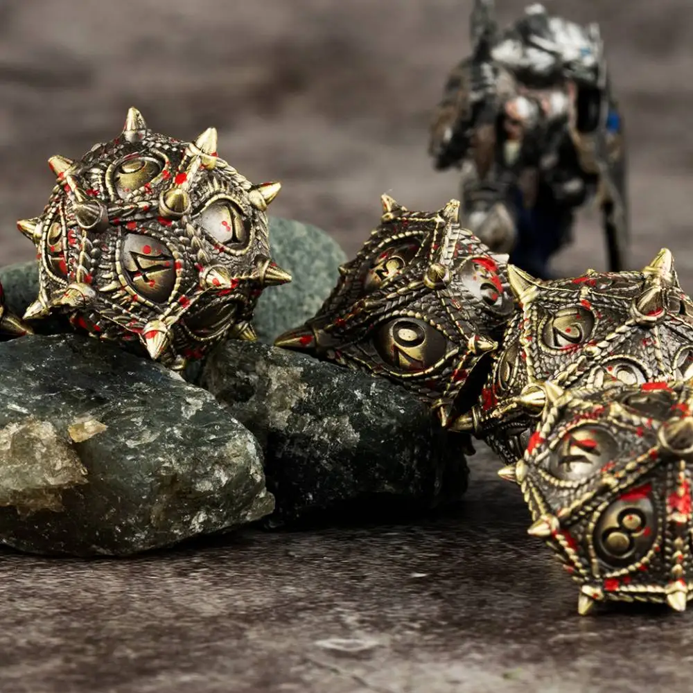 Dragon Dice Metal DND Dice Set 7pcs Polyhedral Metal Set for DND Games RPG Kit for Dungeons and Dragons TTRPG