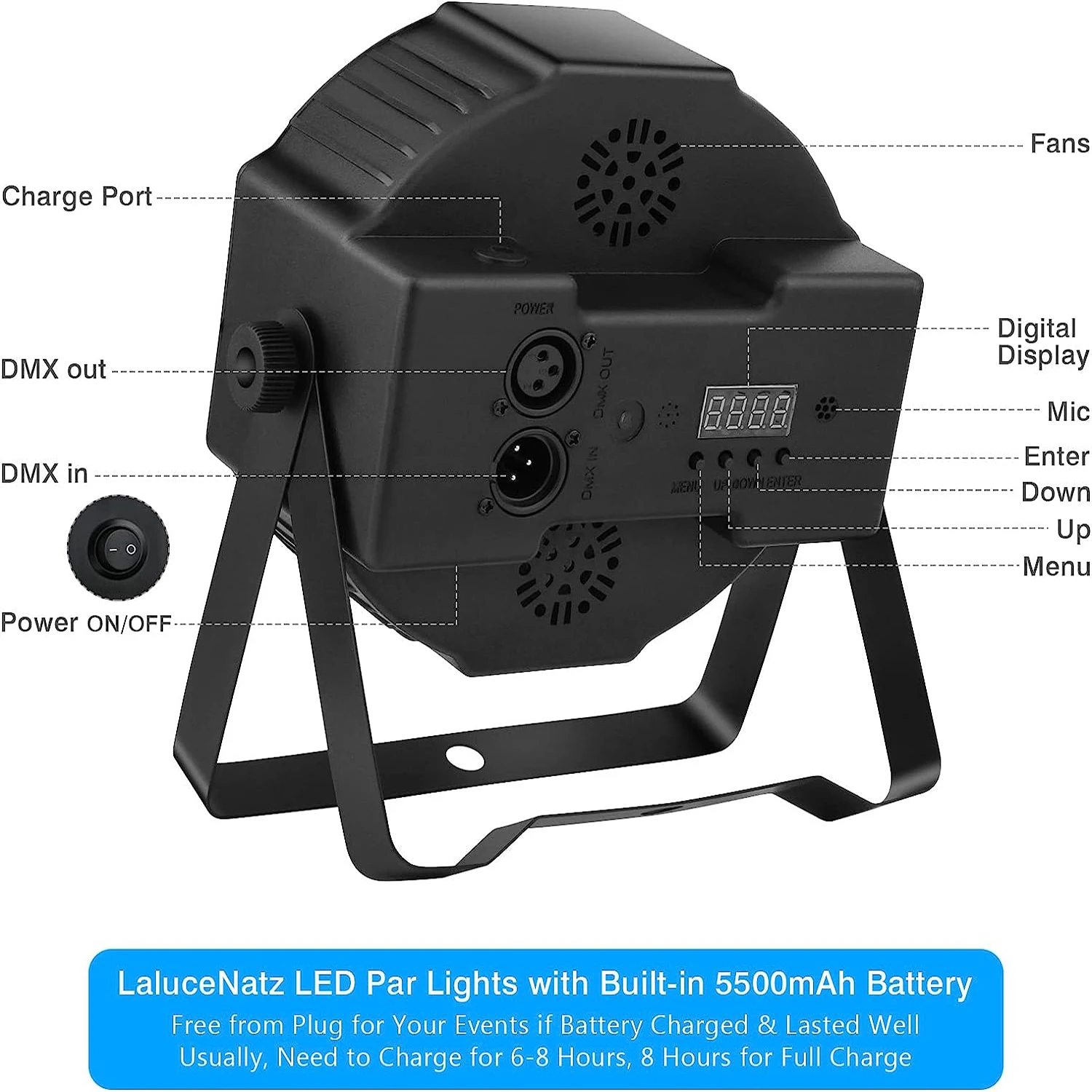 18W LED Stage Lights RGB DJ LED Par Light Remote&DMX Controlled Sound Activated Auto Play Uplights for Wedding Birthday Christma