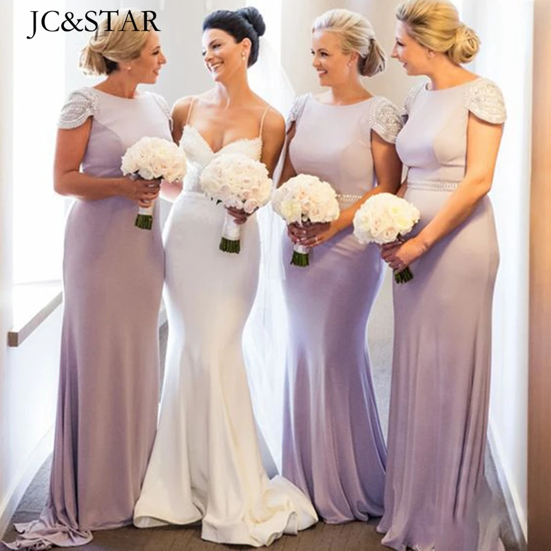 

Luxury Wedding Party Dress Mermaid Pink Purple Beaded Backless Sexy Bridesmaid Gowns Long Vestido De Fiesta De Boda Custom Eveni