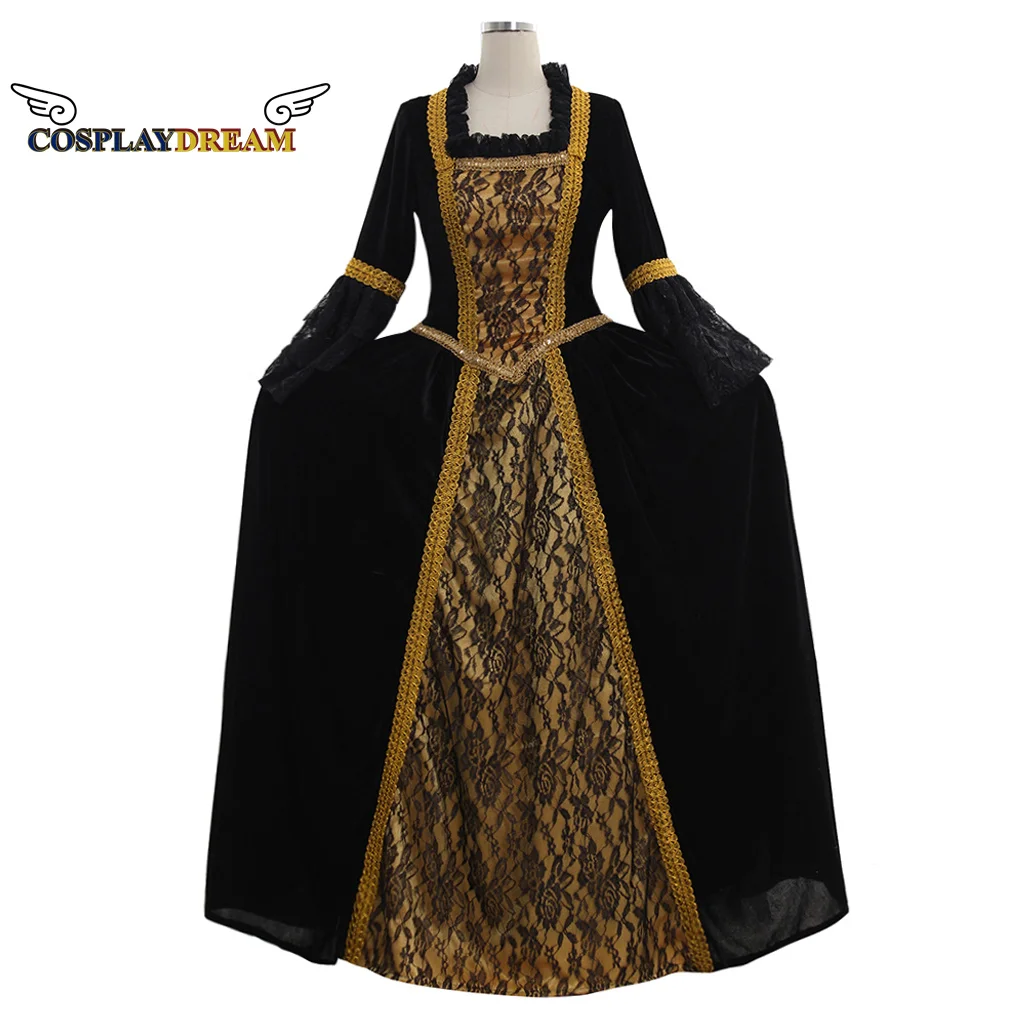 

18th Black Rococo Noble Dress Queen Princess Cosplay Costume Medieval Victorian Dress Costume Renaissance Gothic Baroque Dress
