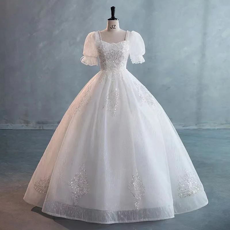 

p46 Super luxurious big tail main wedding dress new style bride French retro palace style