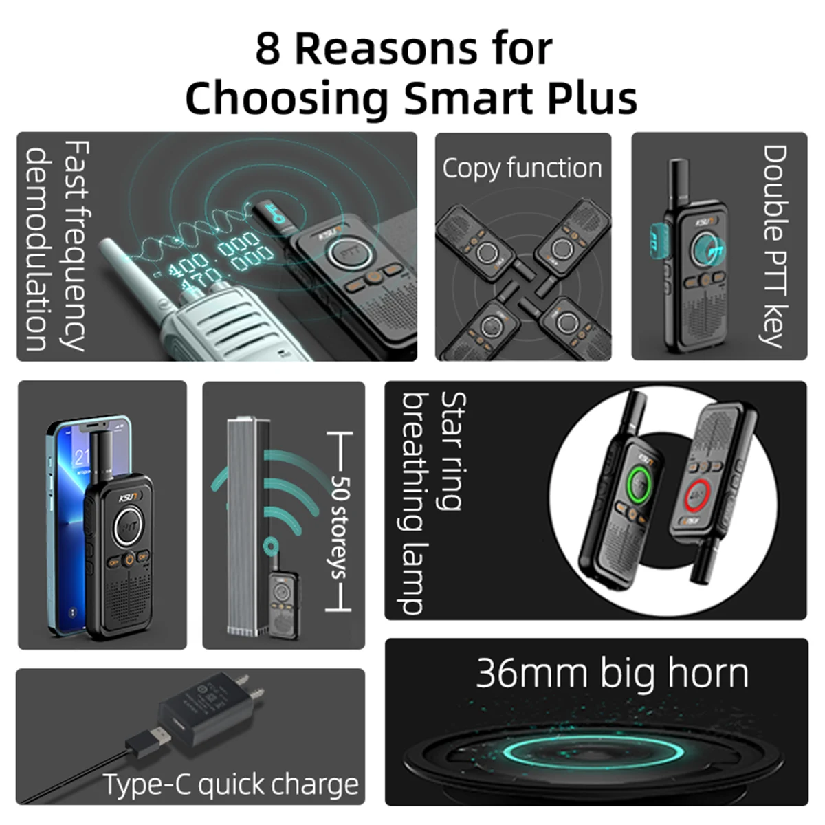 PMR446  Walkie Talkie 2pcs included Mini Size Type C Rechargeable Life Communicate Device Portable Radio  KSUT Two Way Radio 6