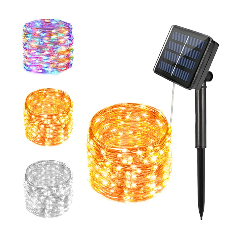 Solar Fairy String Lights Slip 200 Led Outdoor Twinkle Waterproof 8 Modalità Luce In Filo Di Rame Per Tree Garden Fence Pool Party