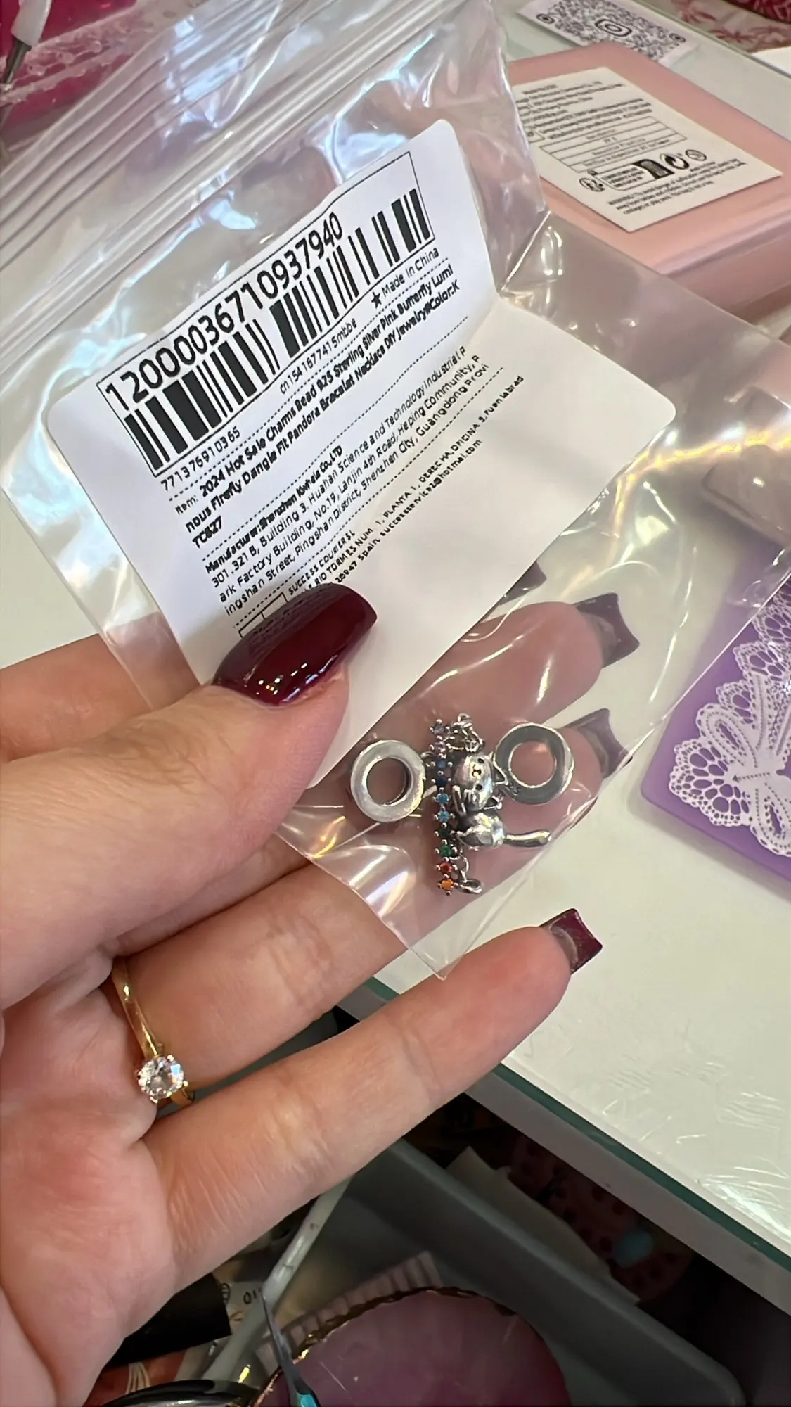 2025 gran oferta dijes cuentas de Plata de Ley 925 mariposa rosa luciérnaga luminosa cuelga brazalete pulsera collar joyería DIY photo review