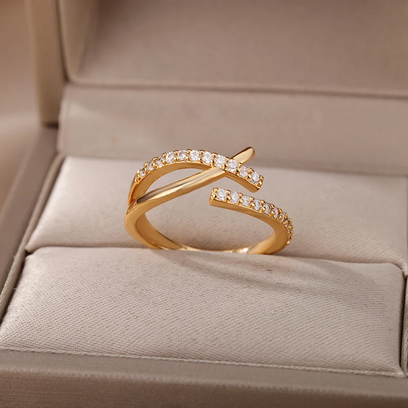 Zircon Rings Finger Stainless Steel