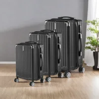 Anajqaqia Ensemble de valises 3 pièces, ensemble de chariots à coque rigide, avec serrure TSA, 360 °   Roues universelles, bagage ABS léger, noir 3