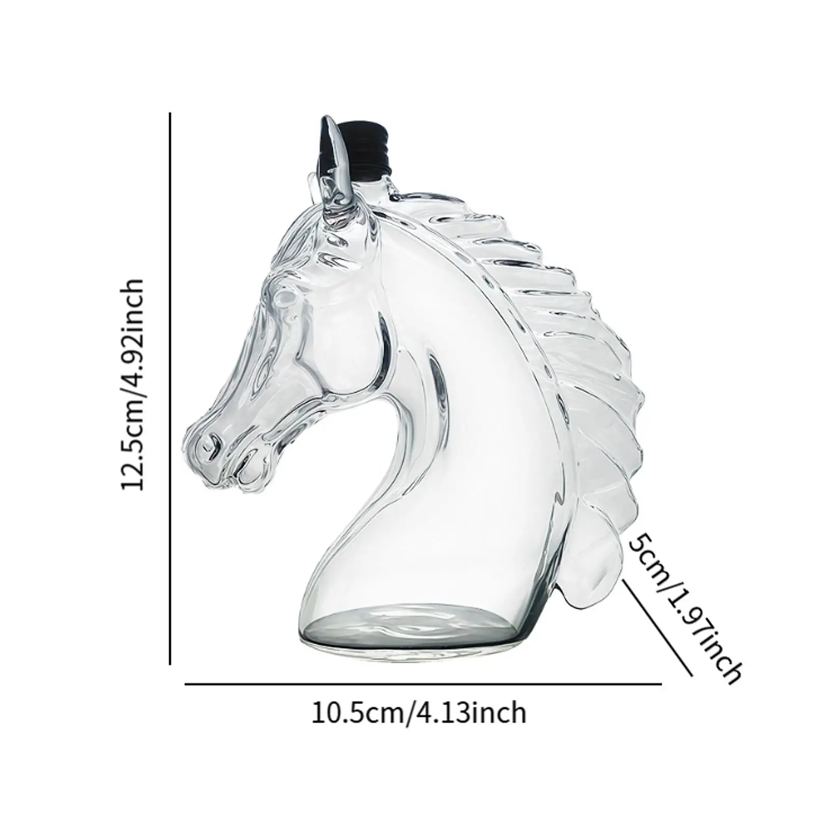 Whiskey Bottle Engraved Horse Head Shape Glass Decanter for Whiskey Bourbon Brandy Unique Liquor Bottle Gift for Whiskey Lovers