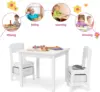 AOOU Kids Table and 2 Chairs Set, 3-in-1 Wooden Activity Table, w/Detachable Storage Drawer, Drawing Reading Black Board Desk 2