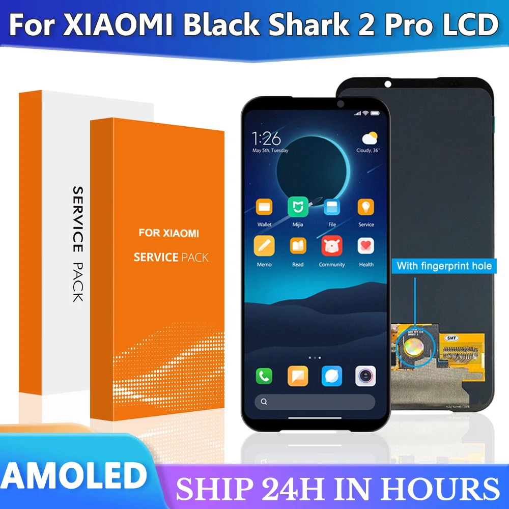 6.39 "Amoled Per Xiaomi Black Shark 2 Pro Dlt-A0 Display Lcd Touch Panel Screen Digitizer Assembly Per Blackshark2 Skw-H0 Lcd