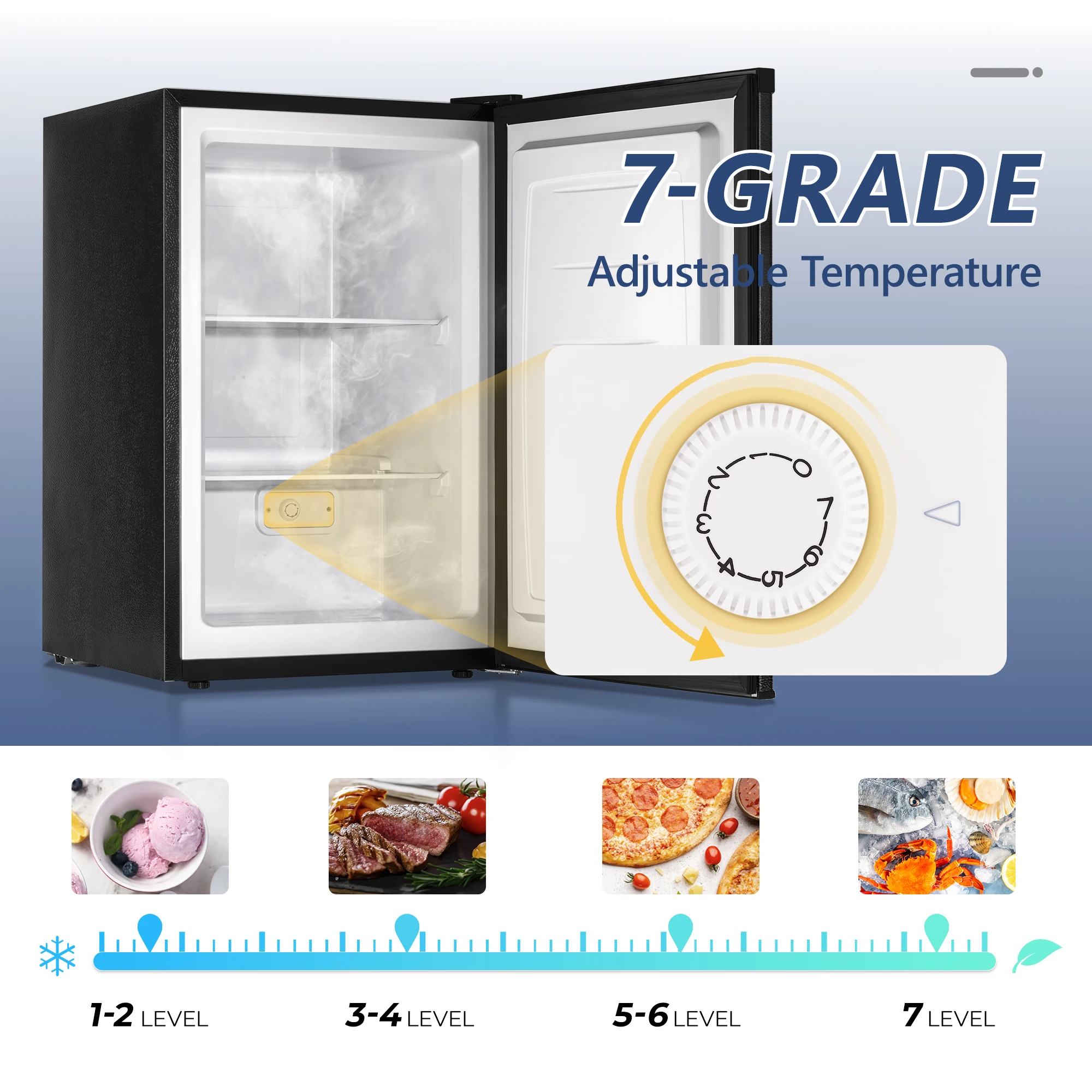 EUHOMY 3.01 Cu.ft Upright Freezer,Single Door Compact Design,Reversible Stainless Steel Door Suitable for Home,Dorm,Apartment