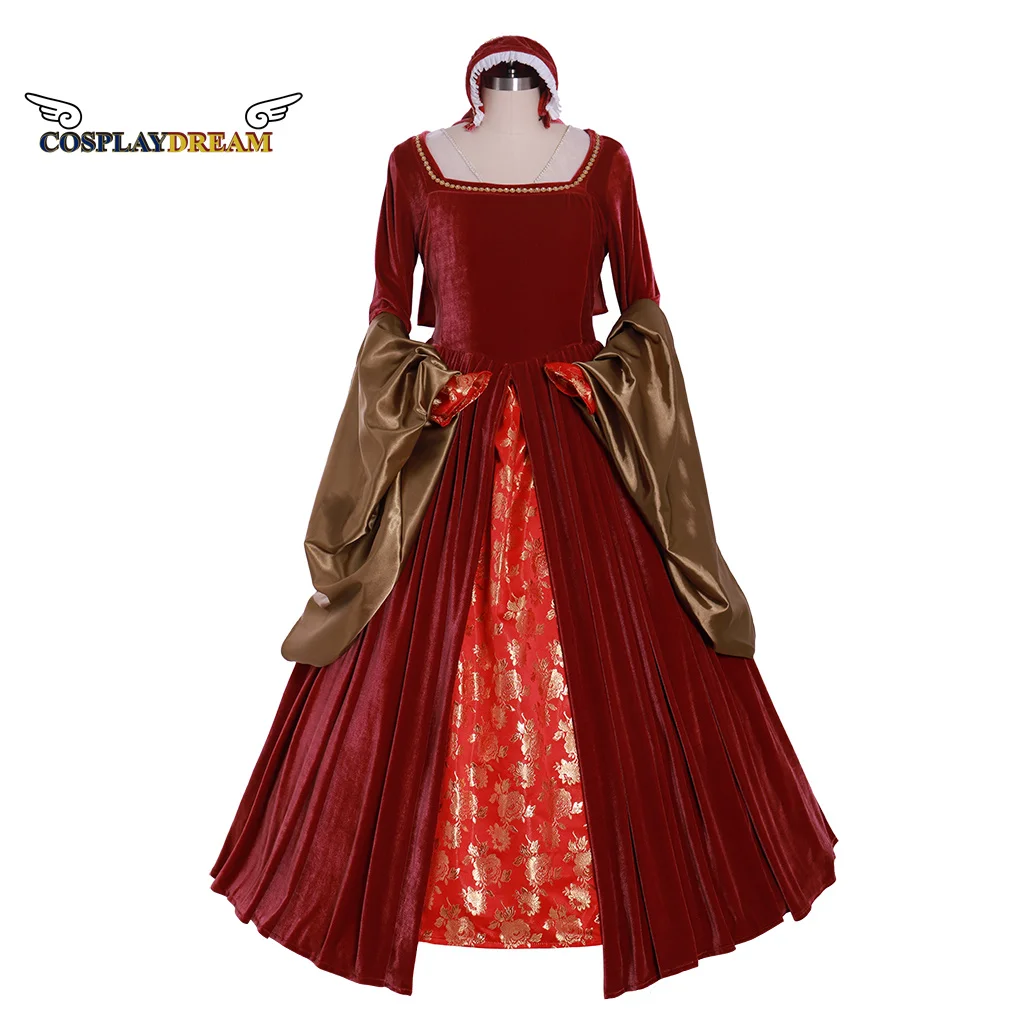 

Medieval Victorian Queen Elizabeth Tudor Period Tudor Dress Cosplay Costume Anne Boleyn Style Red Dress from Other Boleyn Girl