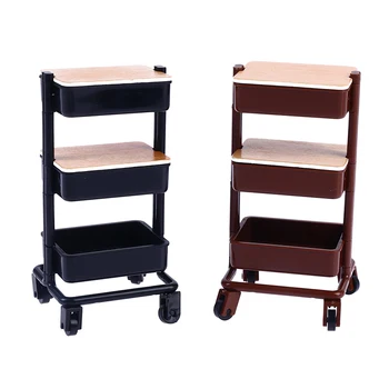 1:12 carrello per casa delle bambole carrello da pranzo con ripiano per ruote modello accessori per mobili da cucina per la decorazione della casa delle bambole regalo giocattolo