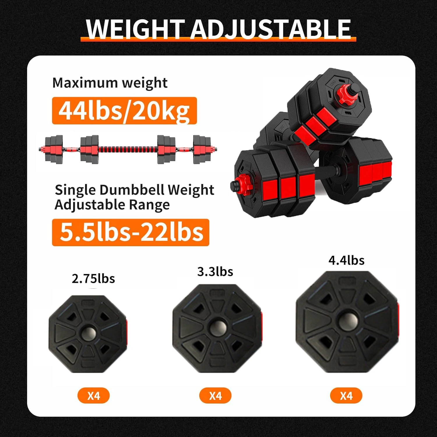 Adjustable Dumbbell Barbell Weight Set 4