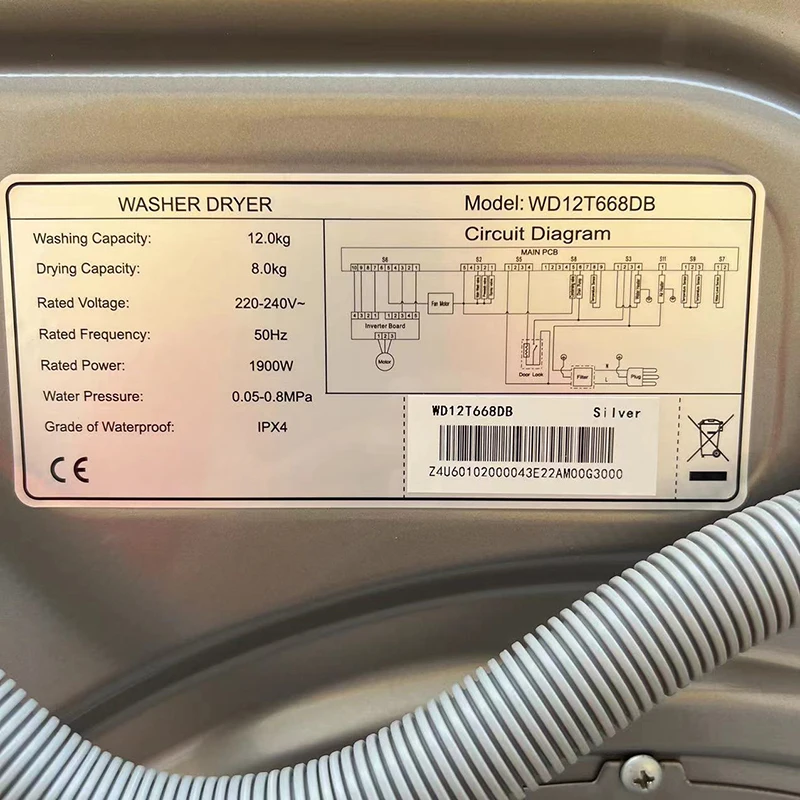 A974980c3a0e34e28a53c9f49fb896a38O Drum Washing Machine Compact Portable Full Automatic Laundry Washer in Gray Apartment with Drain Pump LED Display Programs Mallzona