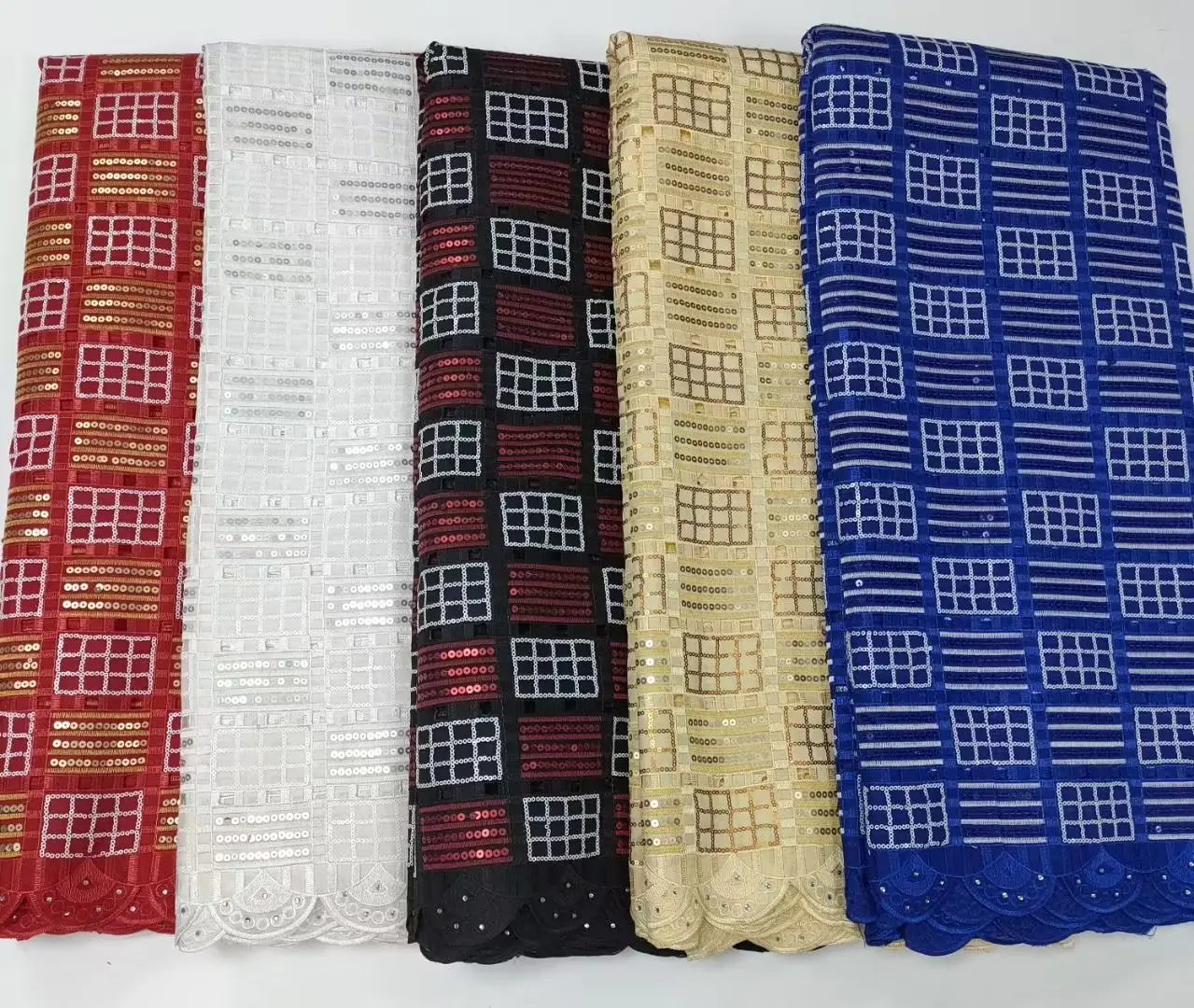 

5Yards African Handcut Double Organza Sequins French Lace Fabrics Wholsesale Tissu Materials Embroidery Sewing For Lady Dress