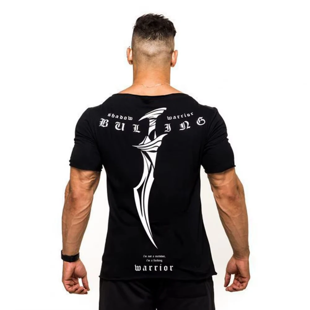 New Summer Gym T-shirt Large-type Brand Sports T-shirt Men Shirt Bodybuilding Fitness Printing Short Sleeve Running