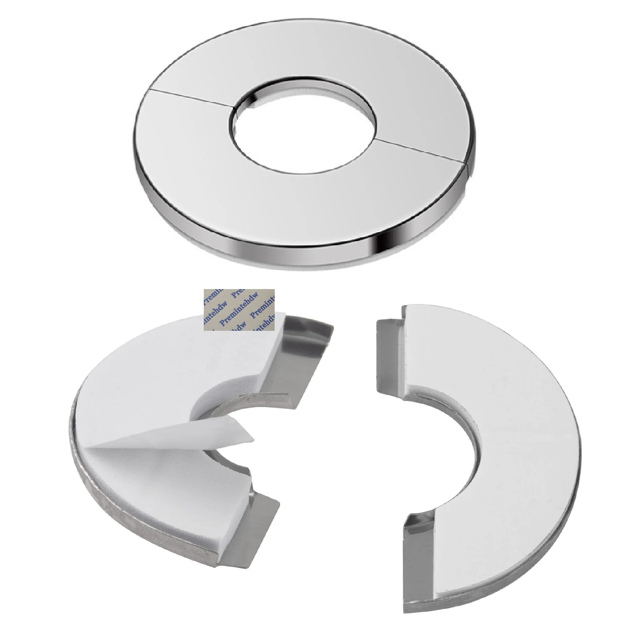 10Pcs Shiny SUS304 Round Sticking Wall Split Flange Cover Grommet For Angle Valve Wall-thru Pipe