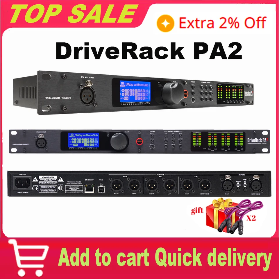 Sistema di gestione degli altoparlanti 2 In 6 Out DriveRack PA2 DSP processore digale sistema audio professionale DJ Equipment Effector  44