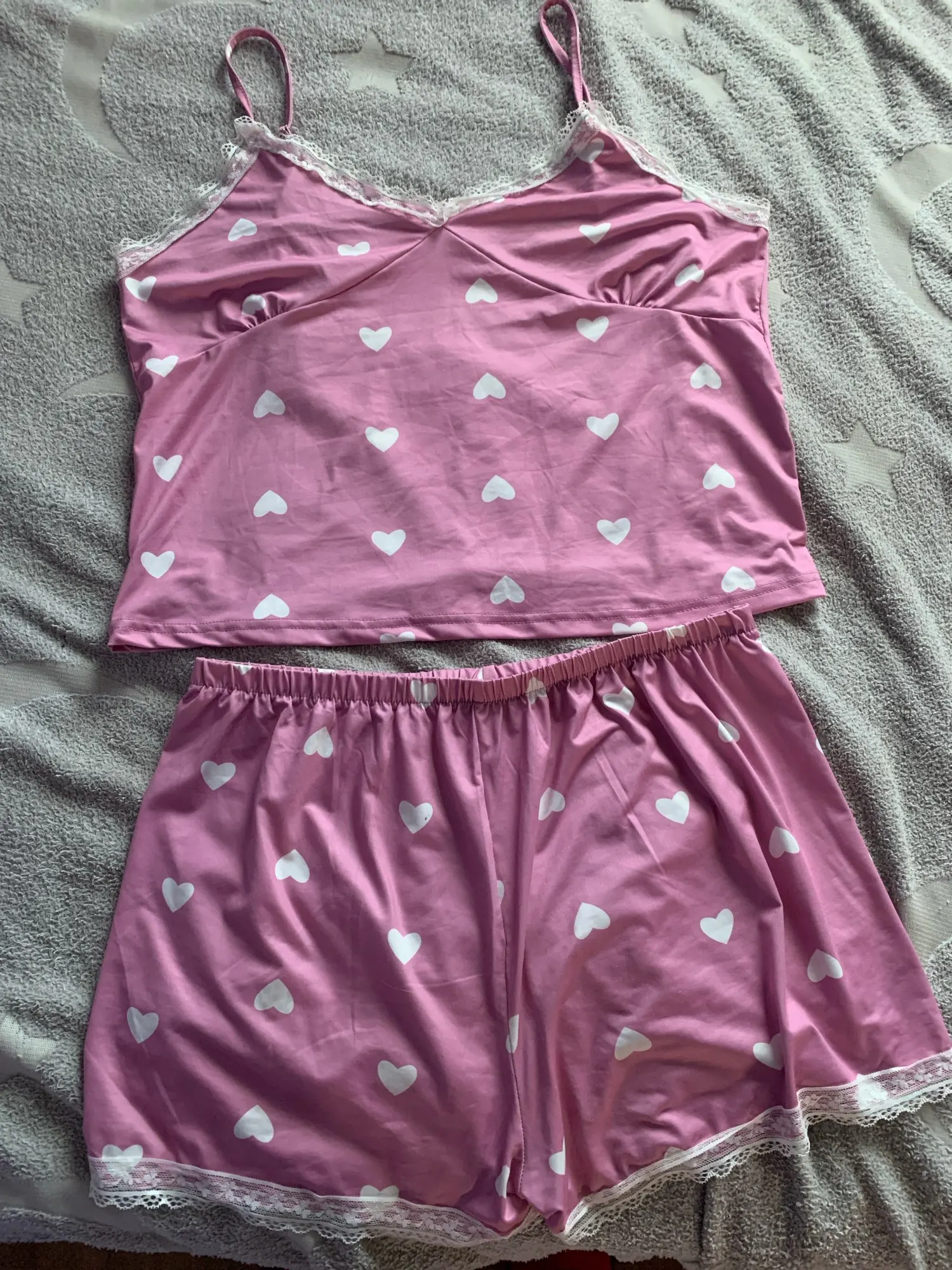 Luxurious V-Neck Lace Suspender Pajama Set - Summer Sleepwear photo review