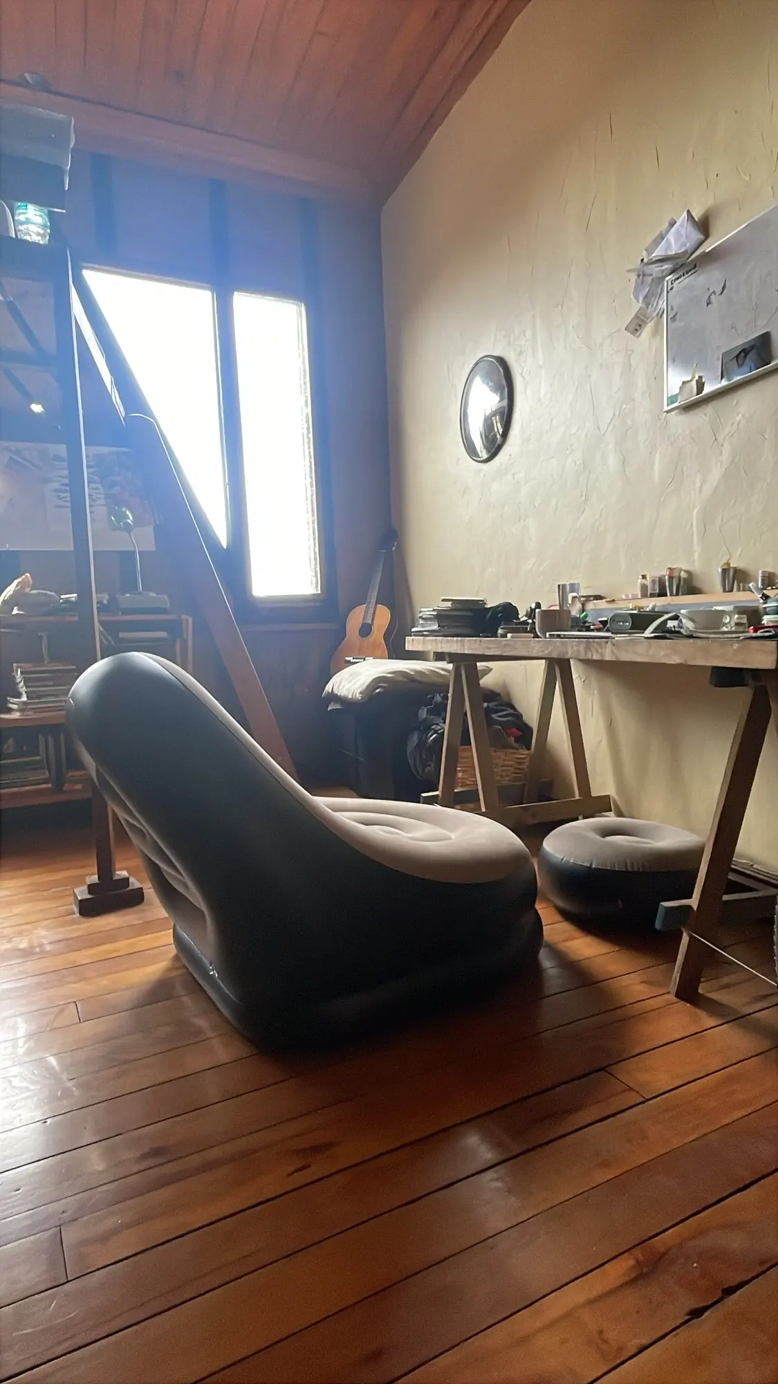 Lazy Couch Sofas Inflatable Chair Foldable Recliner Outdoor Sofa Bed Footstool Portable Folding Air Bed Lunch Lounge Chair Set photo review