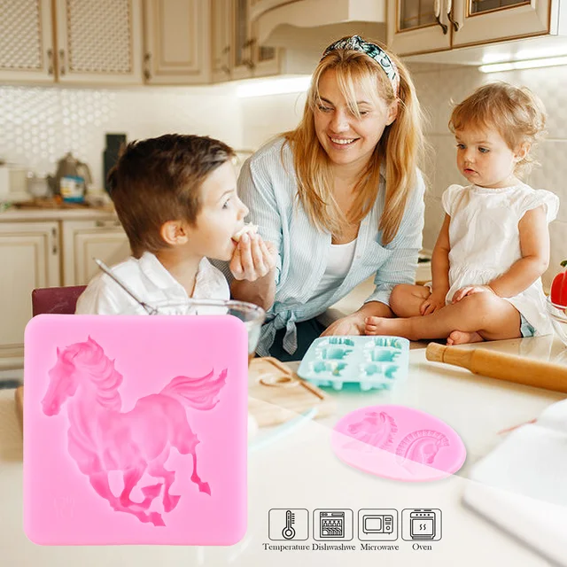 Ló Szilikon Penész Fej Fondant Penészek Torta Díszítő Szerszámok Cupcake Topper Polimer Agyag Cukorkaperdő Csokoládé - Image 4