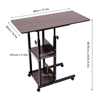 C-Shaped Side Table Adjustable, Height Adjustable C Table with Wheels and Storage Shelves for Couch Bed Recliner Density Board 1