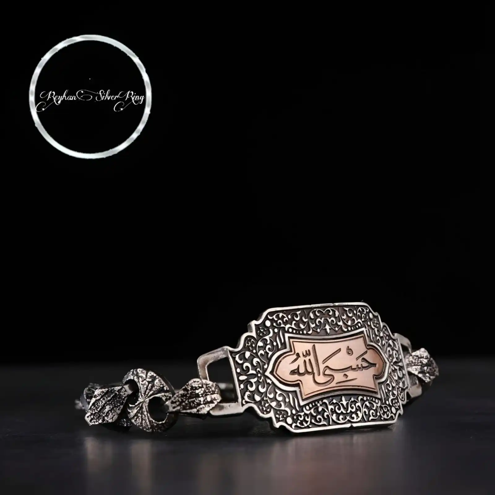 

Solid 925 Sterling Silver Mens Bracelet, Hasbiallah Arabic Name Customizable Adjustable Male Gift For Her Jewelry Turkish