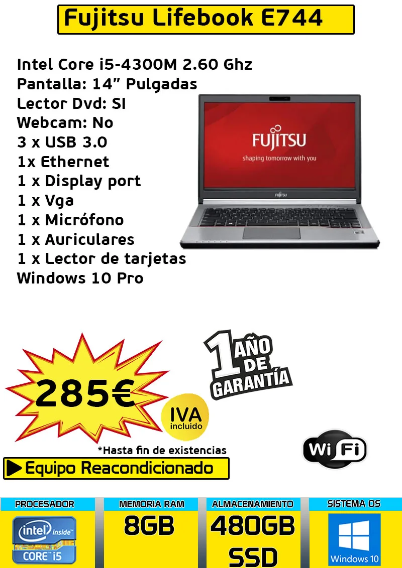お取寄せ Fujitsu i5 2.5GHz 8GB RAM SSD 256GB - aguapreta.pe.gov.br