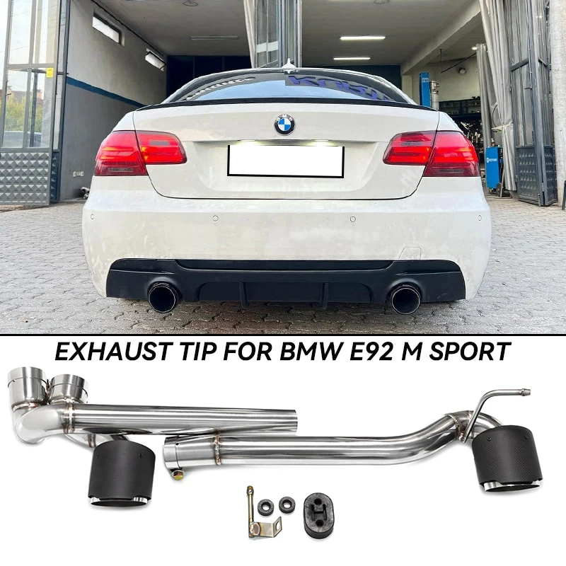 BMW E90デュアルテールパイプマフラー 1ペア304ステンレス鋼排気テールパイプマフラーチップに適合する