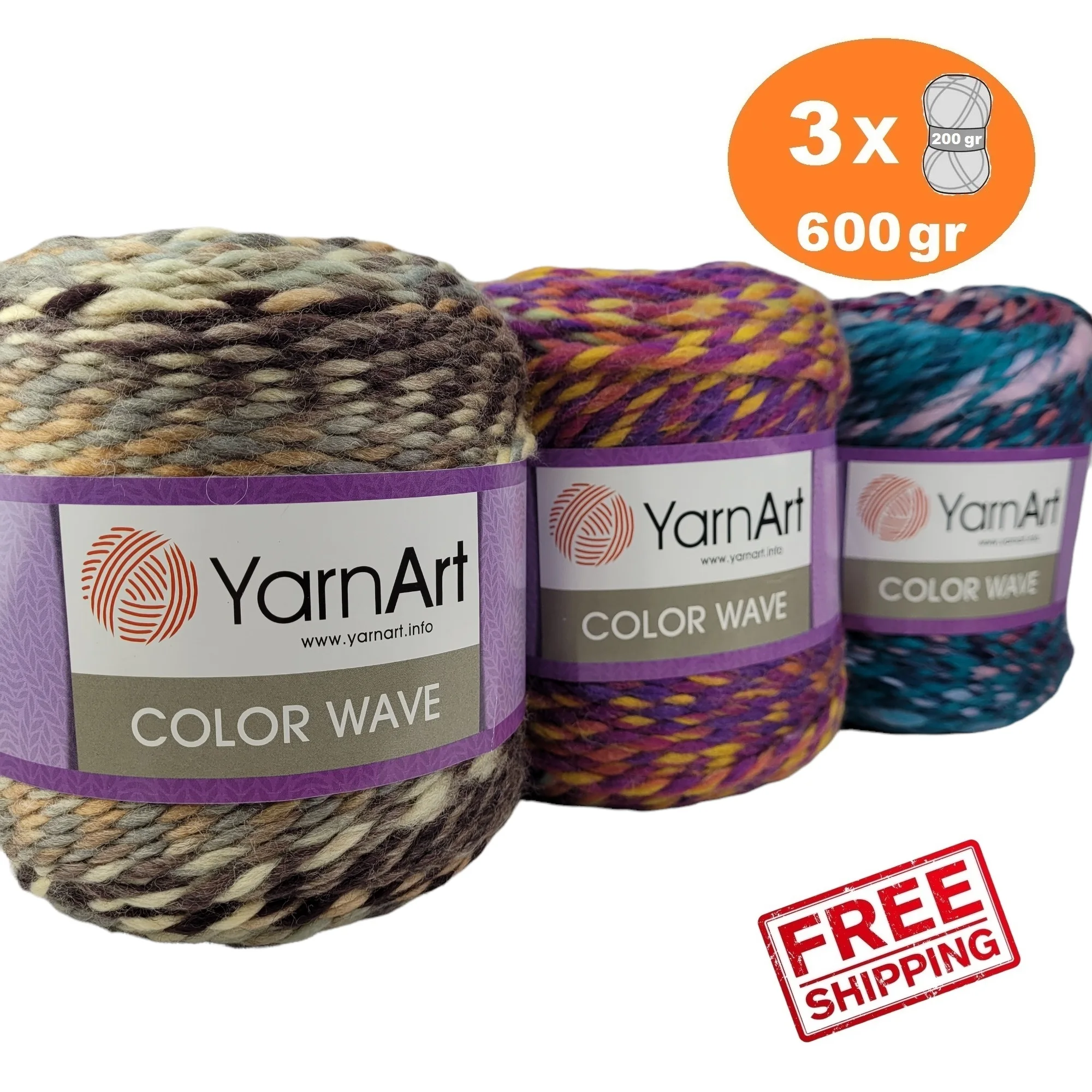 

Yarnart Color Wave Cake Yarn %20 Wool 3x200gr-160mt Knitting Crochet Winter Autumn Beanie Shawl Cowl Scarf Women Men DIY Fantasy