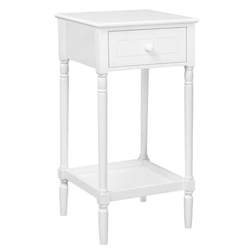 WOLTU comodino stretto comodino con cassetto tavolino barocco bianco 35x70.5x35cm divano tavolo per camera da letto soggiorno 1