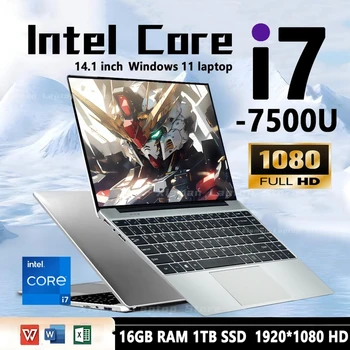 Computer portatile da 14,1 "i7 7500U 12 GB DDR4 1 TB 2 TB SSD i7 Intel Core 1920 * 1080 Windows 11 Ufficio Studio Notebook PC Computer portatile 1