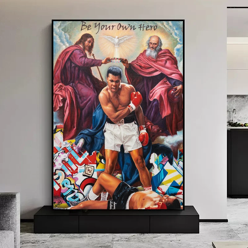 Poster Motivazionale Boxing Champion Mike Tyson Ali Canvas Painting Beyour Own Hero Quote Picture For Gym Man Room Decoration