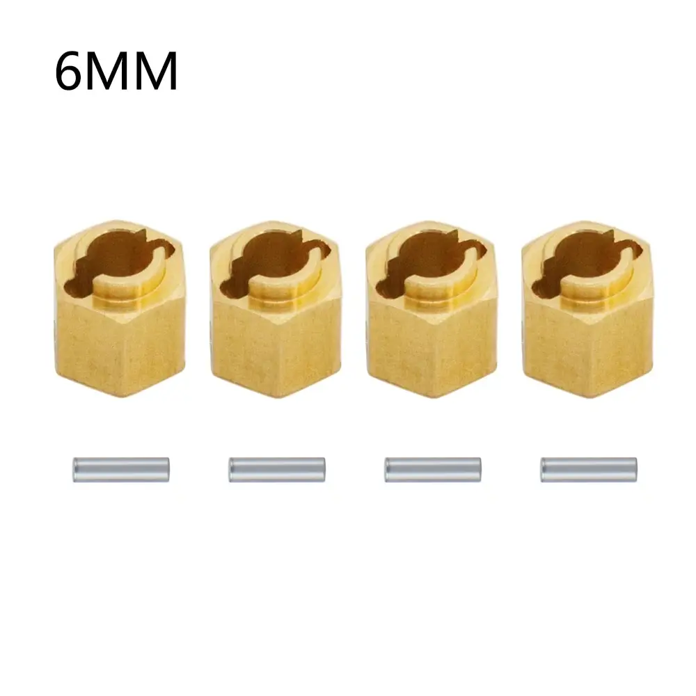 황동 휠 육각 허브 익스텐더 어댑터, TRX4M 브롱코 디펜더 1/18 RC 크롤러 자동차 모델 부품, 4mm, 5mm, 6mm, 4 개