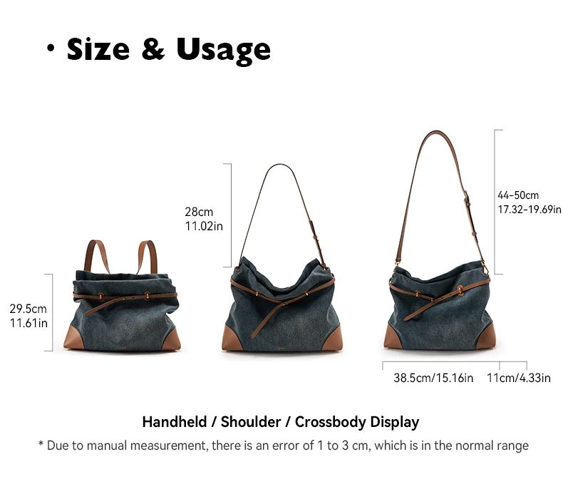 Denim bag square silhouette