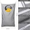 Hanging Laundry Hamper Bag with Adjustable Stainless Steel Door Hooks, 2-Pack Suction Cup Hooks, Ideal for Holding Dirty Clothes 5