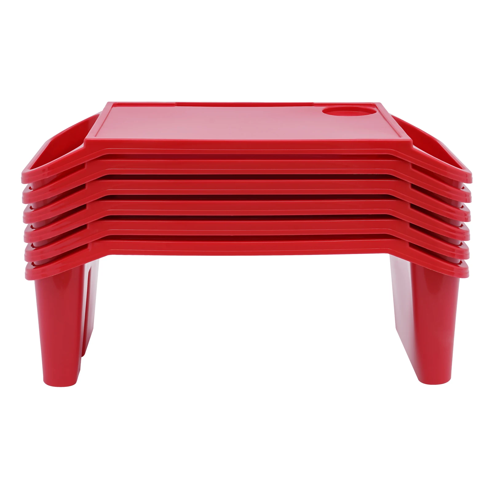 6 Pcs Kids Lap Desk Tray, Plastic Breakfast Laptop Trays with Side Pockets, Portable Lap Bed Table for Family, School, Class 6