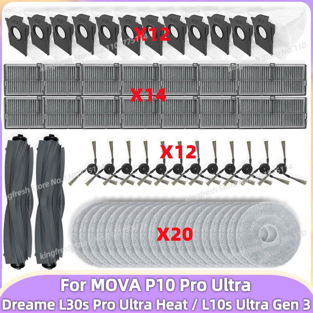 Kit Pièces Détachées Dreame L10s/L30s Ultra - Brosse, Tampons, Filtre, Sac à Poussière