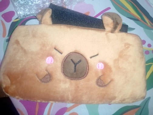 Lindo estuche de lápices de felpa Capibala, estuche de lápices de gran capacidad, capibara, bolsa de almacenamiento de oficina, papelería para estudiantes, útiles escolares photo review