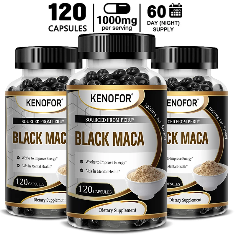 

Pure Black Maca Root Extract 1000 mg - Natural energy, performance and mood support - Helps increase stamina and confidence