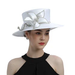Perfect Most Popular Satin Cloth Church Hat Deluxe Unique Photography Wedding Hat Fancy Formal Flower Fascinator Top Hat Female
